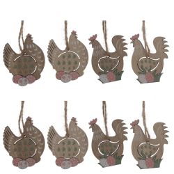 GAEM Набор из 8-ми изделий декоративных подвесных "Курица/Петух" (4,5*0,5*6), L12,5 W12,5 H1,5 см