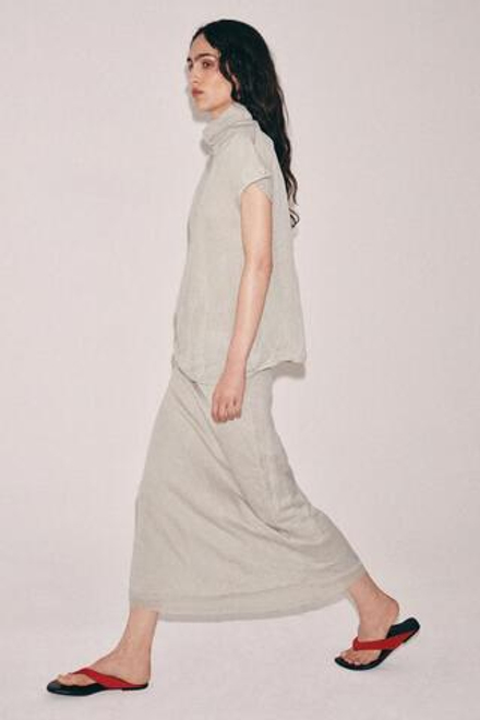 ZARA ЮБКА МИДИ ИЗ ЖАТОГО ТРИКОТАЖА, ПЕСОЧНЫЙ МЕЛАНЖ