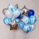 Шар Мрамор (12''/30 см) Голубой, агат, 50 шт.