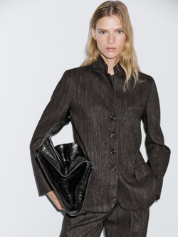 Massimo Dutti Пиджак из смесовой шерсти с меланжевым узором, черный