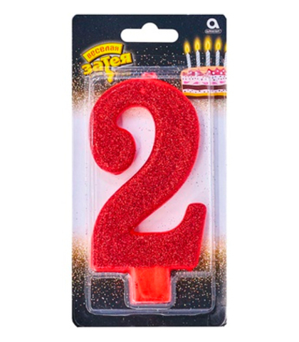 цифра 2 Гигант глиттер-13см