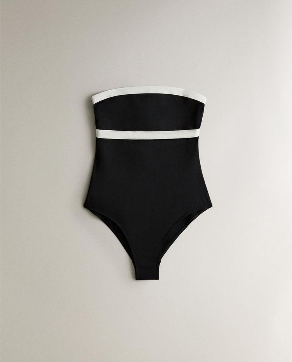 ZARA HOME КУПАЛЬНИК С КОНТРАСТНОЙ ПОЛОСОЙ, ЧЕРНЫЙ