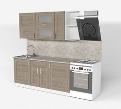 Кухонный гарнитур Лира макси 1800 мм (Квадро шимо светлый/Белый, Малага)