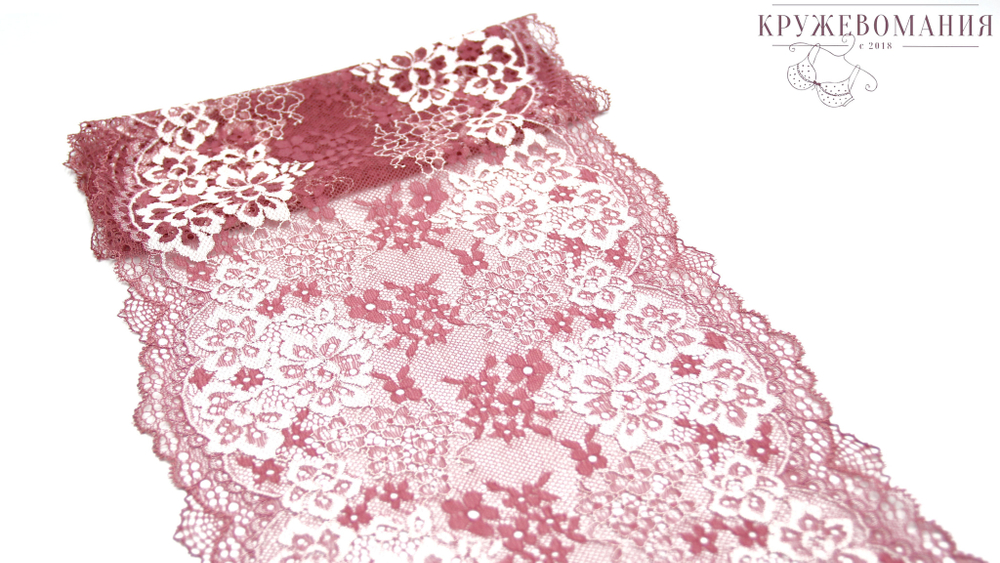 Эластичное кружево, 22 см, пыльно-розовый, (Арт: EK-1070), м