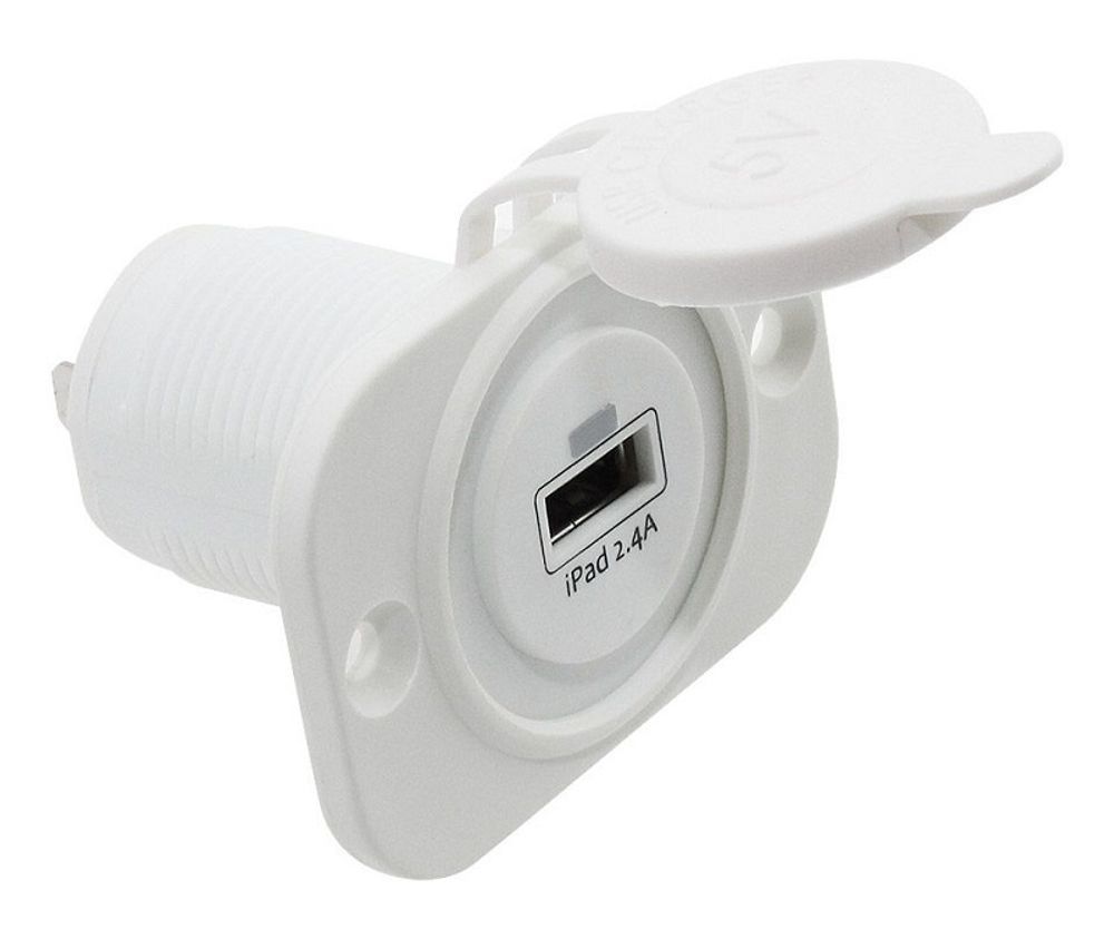 Разъем USB 5 В, 2.4 А, на панель, белый