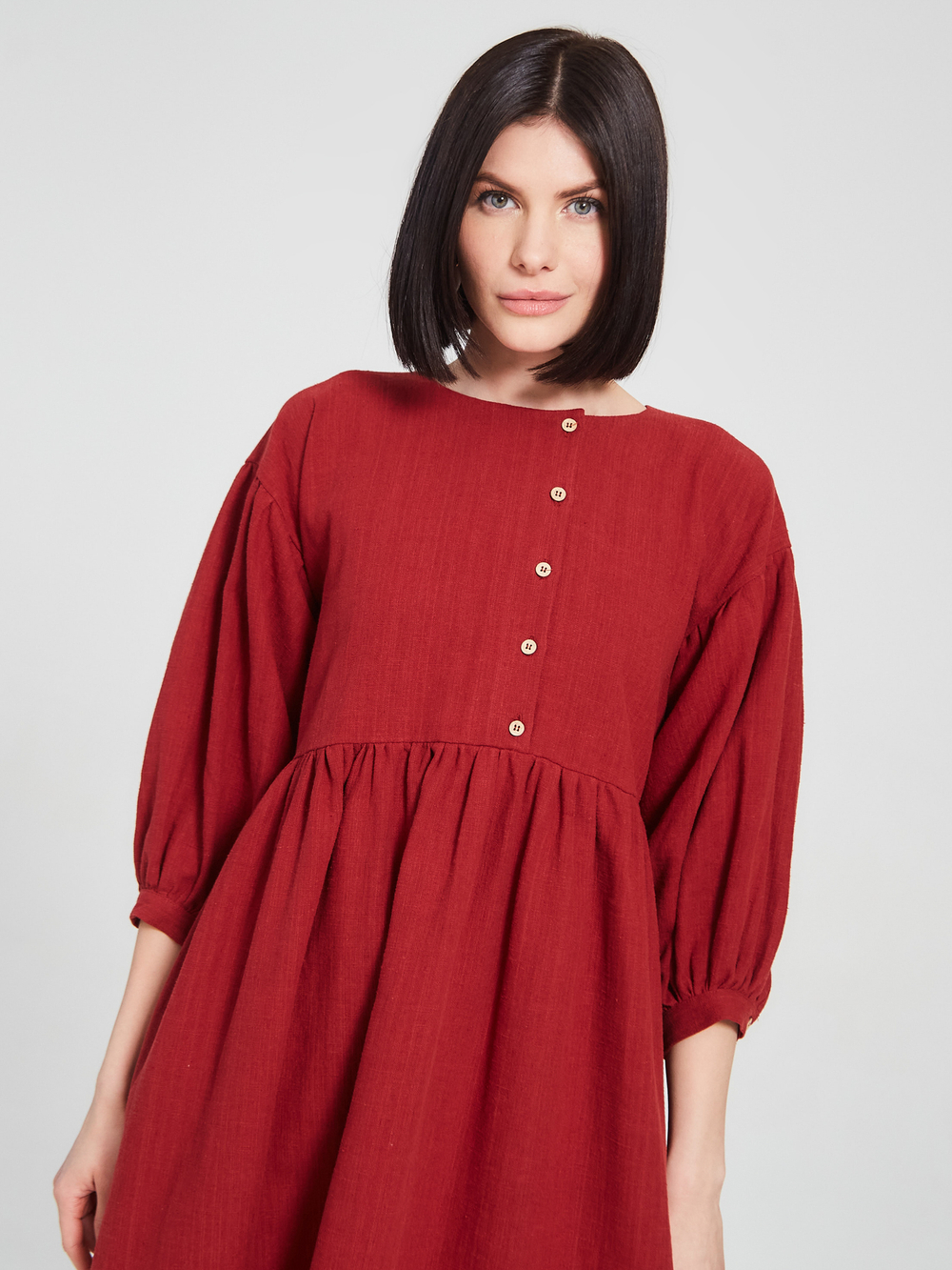 Платье "Руслана" крапивное темно-красное