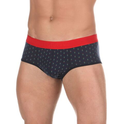 Темно-синие трусы-брифы с принтом в виде ёлочек (Размер: XL) (Цвет: темно-синий)