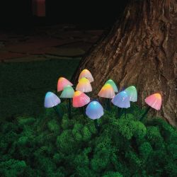 USL-S-830-PM020 MULTICOLOR MUSHROOMS SET12 Садовый светильник на солнечной батарее Разноцветные грибы. в комплекте из 12 штук. 12 светодиодов. Разноцветный свет. 1xАA Ni-Mh аккумулятор в-к. IP44. TM Uniel