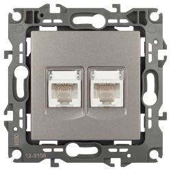 Розетка ЭРА Серия 12 12-3108-16 информационная двойная 2XRJ45 титан