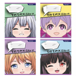 Тетрадь 12л., клетка, Alingar, скрепка, блок офсет, 100% белизна, мелованный картон (стандарт), "Аниме"