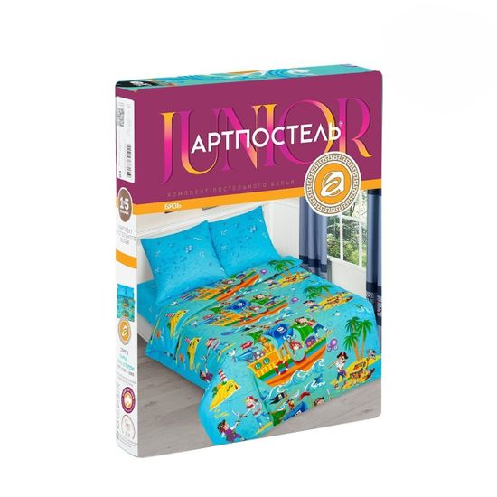 Полуторный комплект детского постельного белья Морской бой бязь