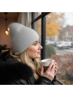 шапка ангора зимняя пушистая вязаная модная