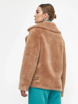 Шуба из шерсти чебурашка экошуба, коричневая, SilverFox