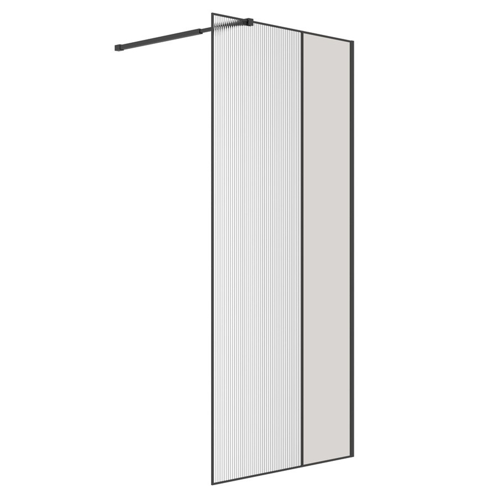 Душевая перегородка Niagara Nova NG-481-12FBLACK (120х200) черный матовый,стекло рифленое/тонированное,1 место