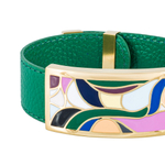 Браслет Fiore Luna на зеленом кожаном ремешке CB13600-17