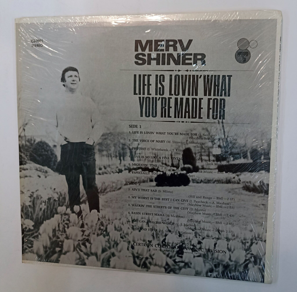 Винтажная виниловая пластинка LP Merv Shiner Life Is Lovin' What Youre Made For (US 1970)