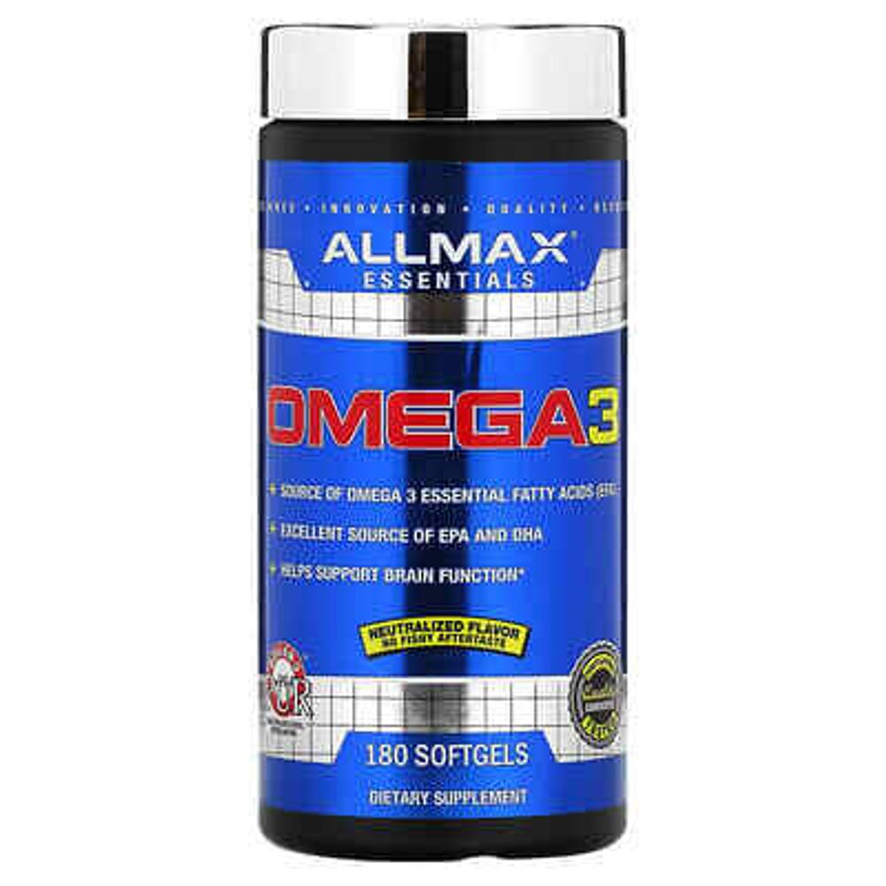 ALLMAX, рыбий жир с омега-3 кислотами, сверхчистый рыбий жир из холодноводной рыбы, 180 мягких желатиновых капсул