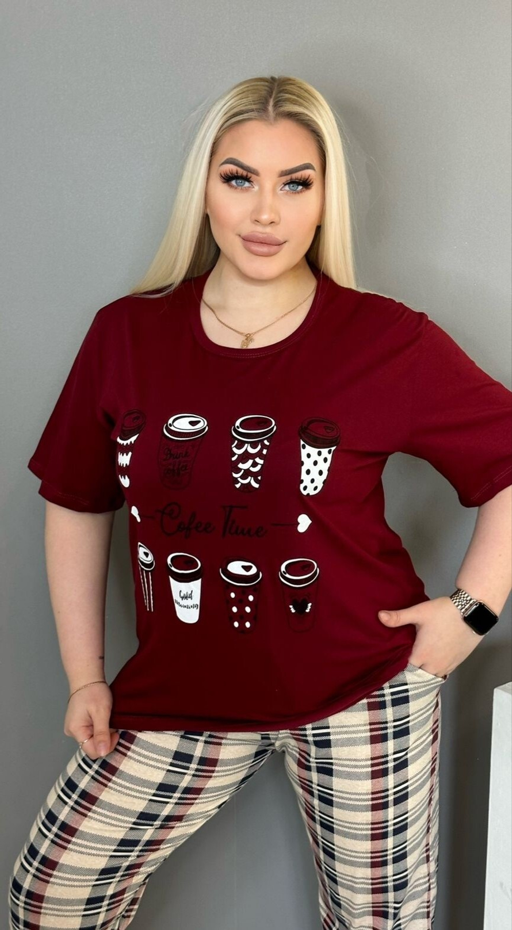 Пижама женская штаны+футболка к/р ШФ0006 велик