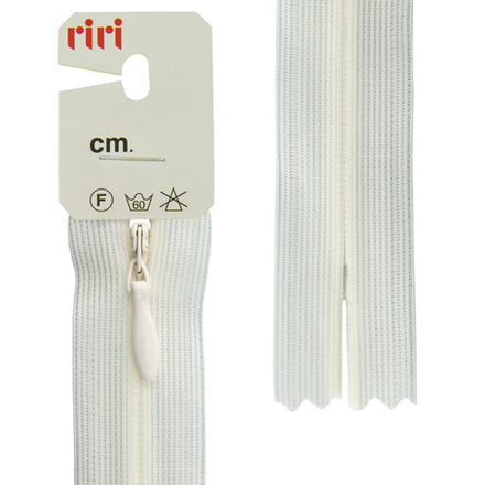 Молния потайная неразъемная (пластик) (Riri, Ткань/пластик, Молочно-белая тесьма 30670, 18)