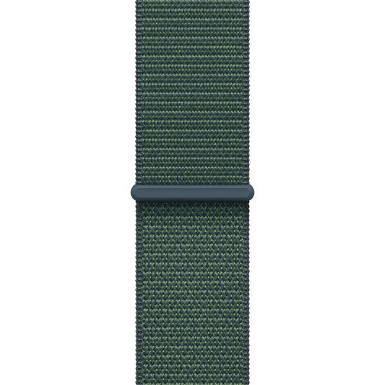 Apple Watch SE 2024, 44 мм, корпус из алюминия цвета «сияющая звезда», спортивный браслет зеленого цвета