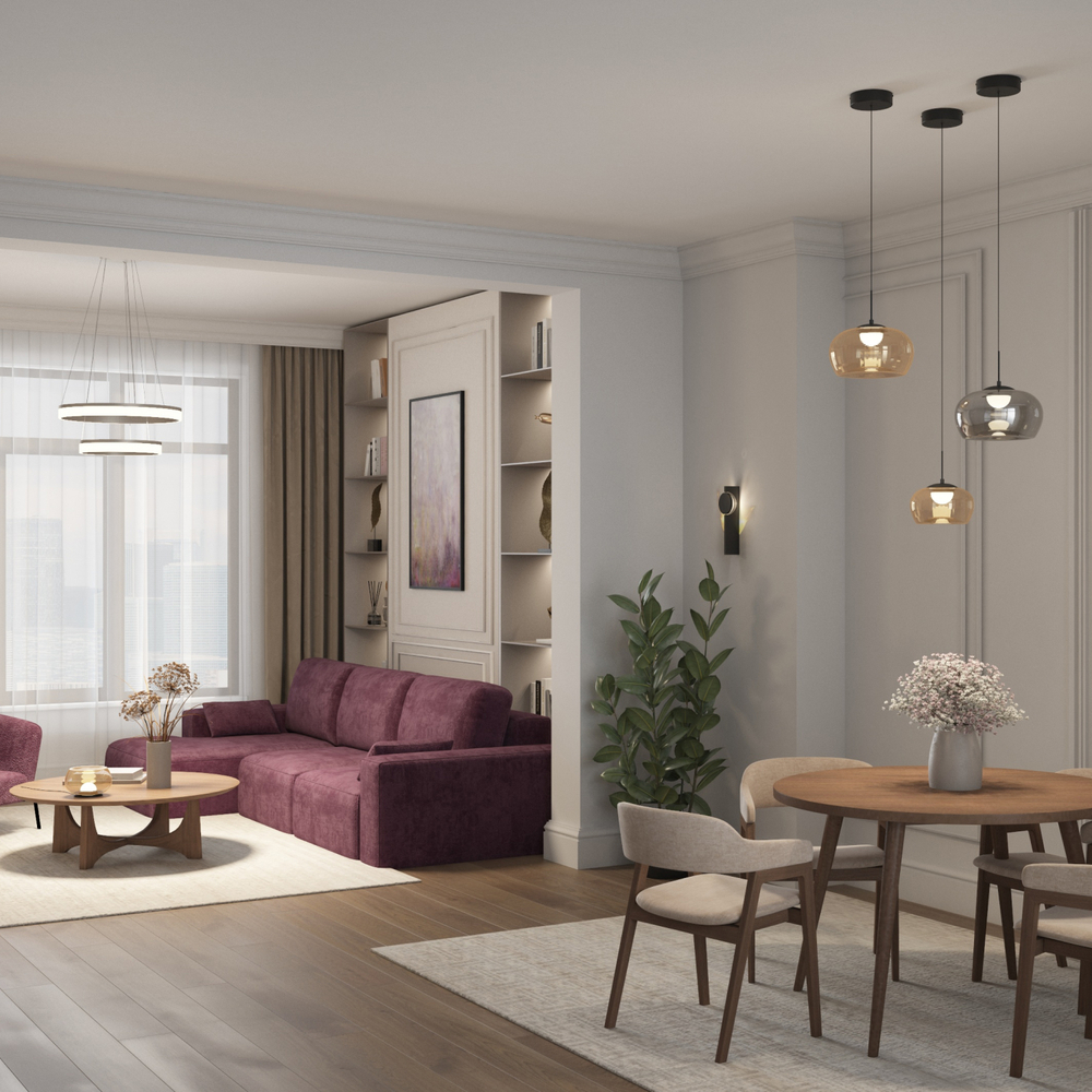 Светильник подвесной FLOA, 16 Вт, 3000К, ?280?1500 мм, металл, стекло, черный, дымчатый серый