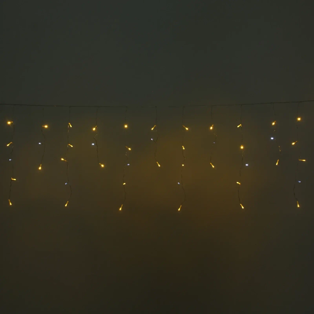 Гирлянда для дома БАХРОМА «Мерцание» ш1,5м* в30/50 см 48 ламп LED, прозрачн.пров, авторежим, IP-20, Теплый белый/Белое мерцание