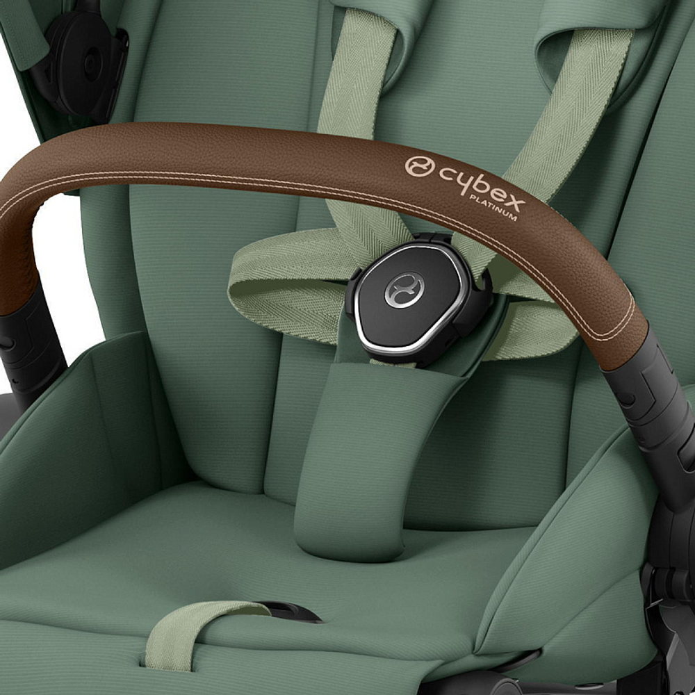 Коляска 3 в 1 Cybex Priam IV Chrome Brown complete и автокресло Aton S2 i-Size Ocean Blue Leaf Green