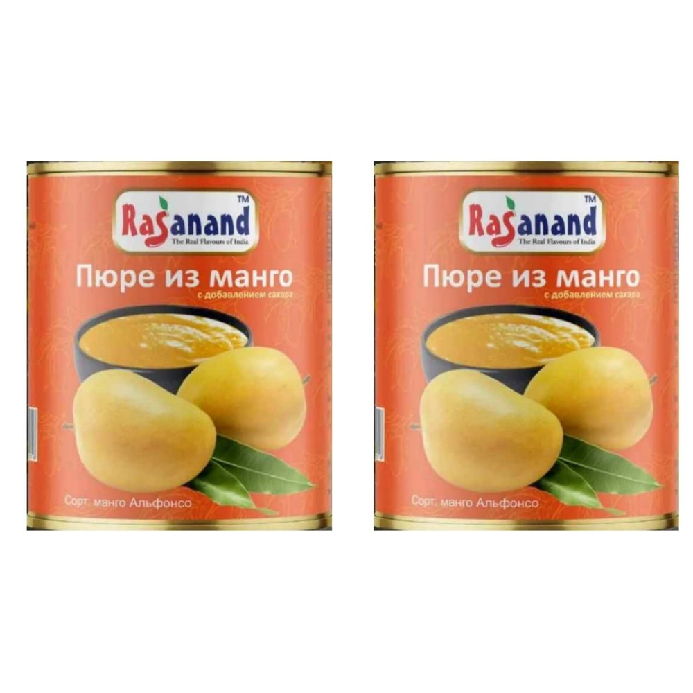 Пюре манго с сахаром Rasanand Alphonso Mango Pulp 850 г 2 шт