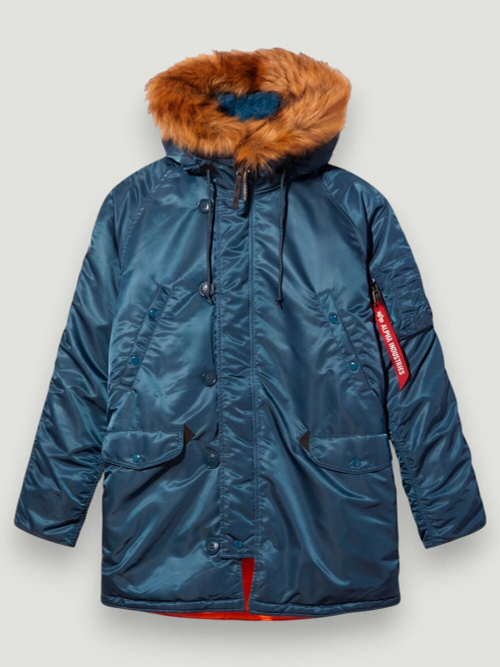 Куртка Аляска Alpha Slim Fit N-3B (голубая - slate blue/orange)