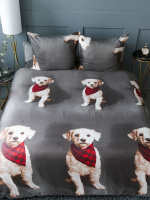 Постельное белье Евро полисатин Павлайн Щенок с шарфиком