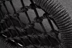 "Канны" кресло плетеное из роупа (узелки), каркас алюминий темно-серый (RAL7024) муар, роуп темно-серый круглый, ткань темно-серая 027