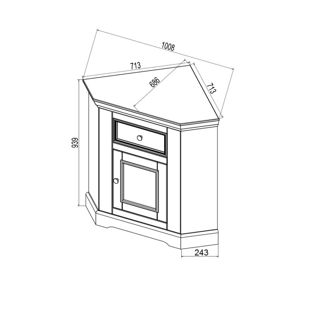 Буфет «Форест» угловой белый воск/антрацит