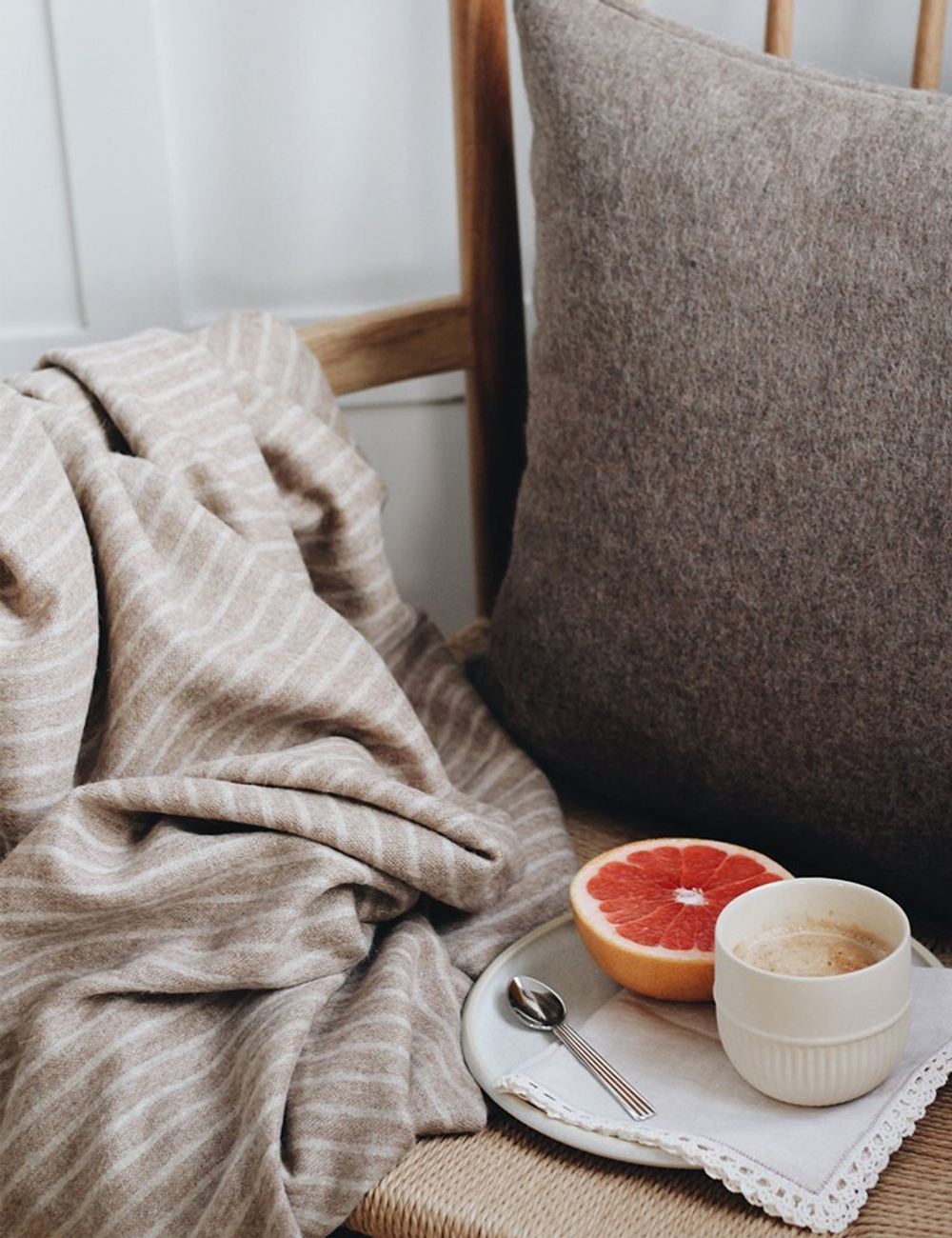 Плед 130х200 Elvang Stripes бежевый