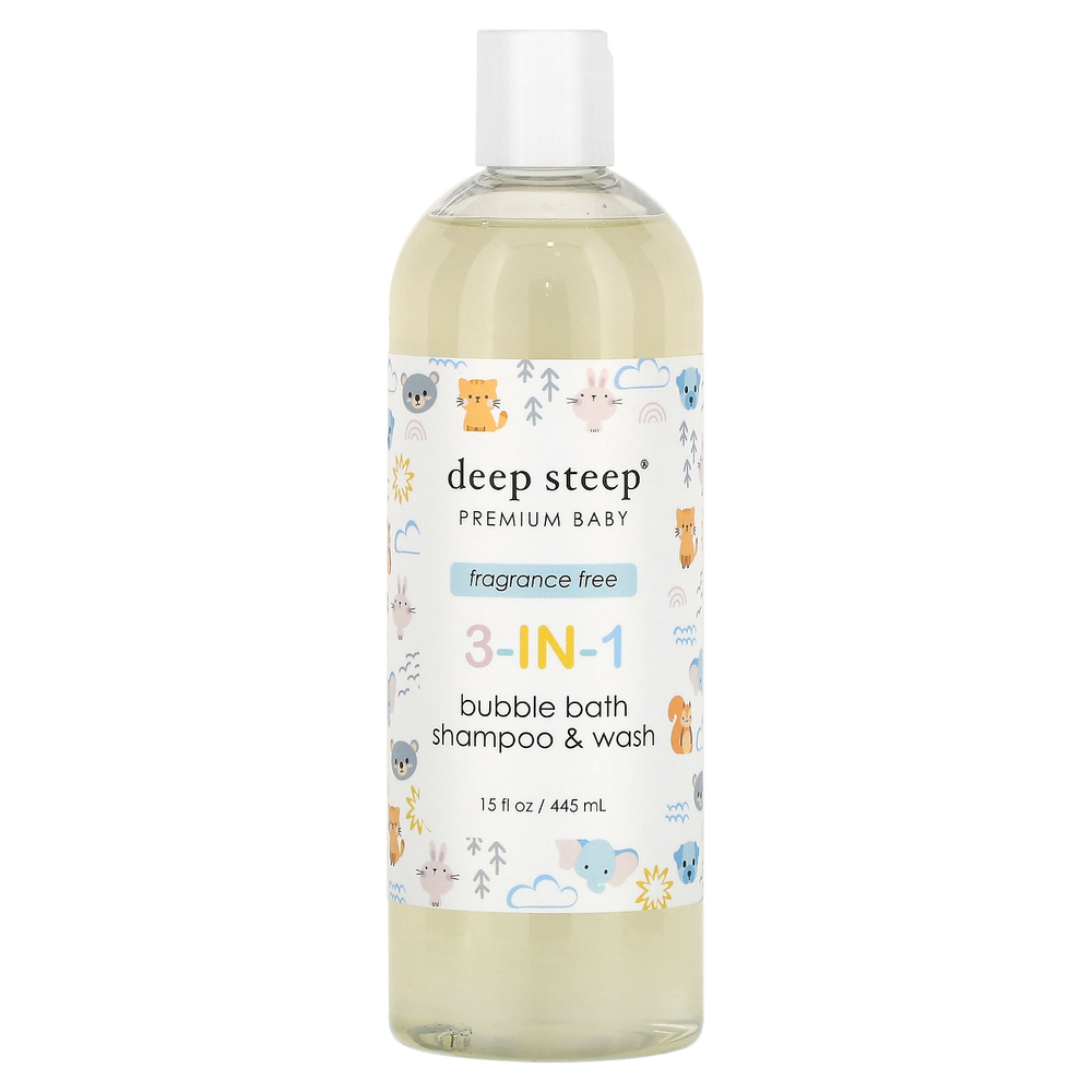 Deep Steep, Premium Baby, пена для ванн 3-в-1, шампунь и средство для душа, без отдушек, 445 мл (15 жидк. Унций)