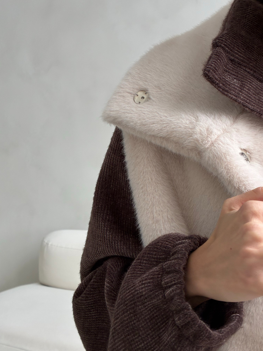 Свитшот вельвет-альпака на пуговицах (шоколад)