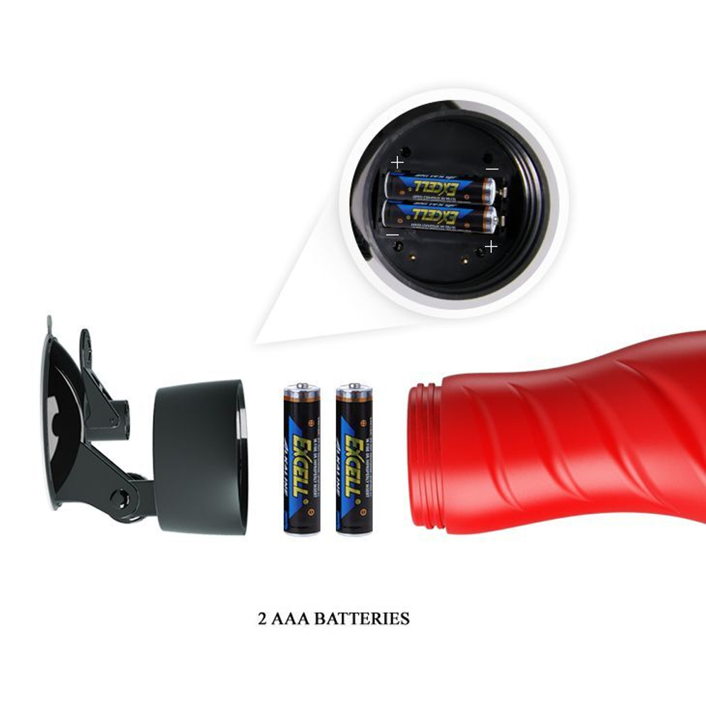 Мастурбатор-вагина Delia с вибрацией и присоской (Цвет: красный с черным)