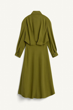 ZARA ПЛАТЬЕ МИДИ С ВЫСОКИМ ВОРОТНИКОМ, ХАКИ