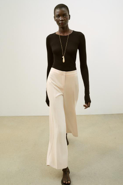 ZARA БРЮКИ ПРЯМОГО КРОЯ С ВЫСОКОЙ ПОСАДКОЙ, ЭКРЮ