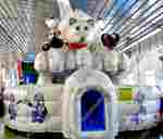 Большой надувной батут-горка "Мишка на севере"