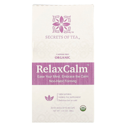 Secrets of Tea, Organic RelaxCalm™, без кофеина, 20 чайных пакетиков, 40 г (1,41 унции)