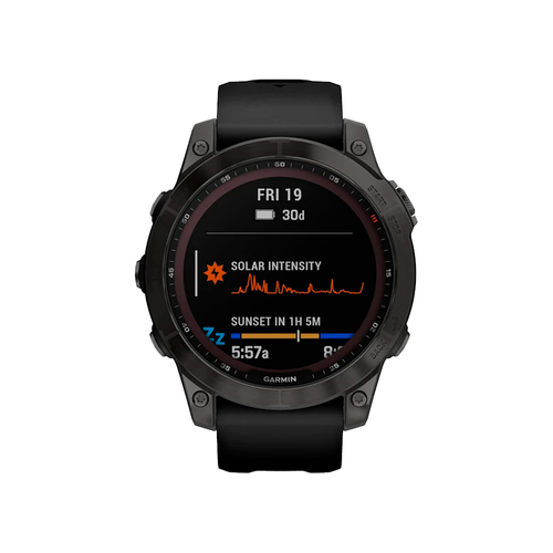 Умные часы Garmin Fenix 7, 47mm, Sapphire Solar Carbon Grey DLC Titanium with Silicone Black Band (010-02540-21)