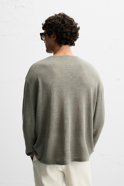 ZARA СВИТЕР ИЗ 100% ЛЬНА, РЫЖЕВАТО-КОРИЧНЕВЫЙ