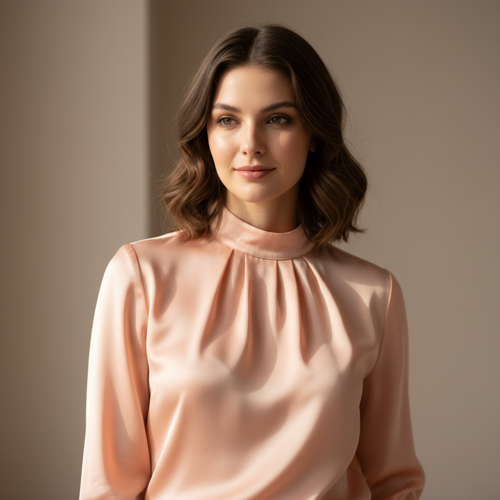 Шелк однотонный светло-персиковый