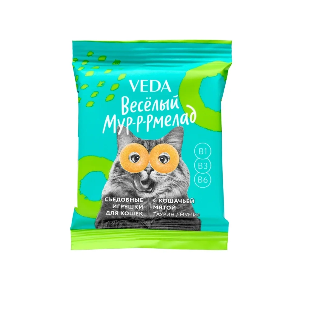 Лакомство для кошек Весёлый Мур-р-рмелад игрушки съедобные с кошачей мятой, 6г