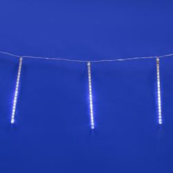 ULD-E2403-144-DTK WHITE IP44 METEOR Занавес светодиодный фигурный Падающие звезды. соединяемый. 2х0.3м. 8 подвесов. Белый свет. Провод прозрачный. TM Uniel.