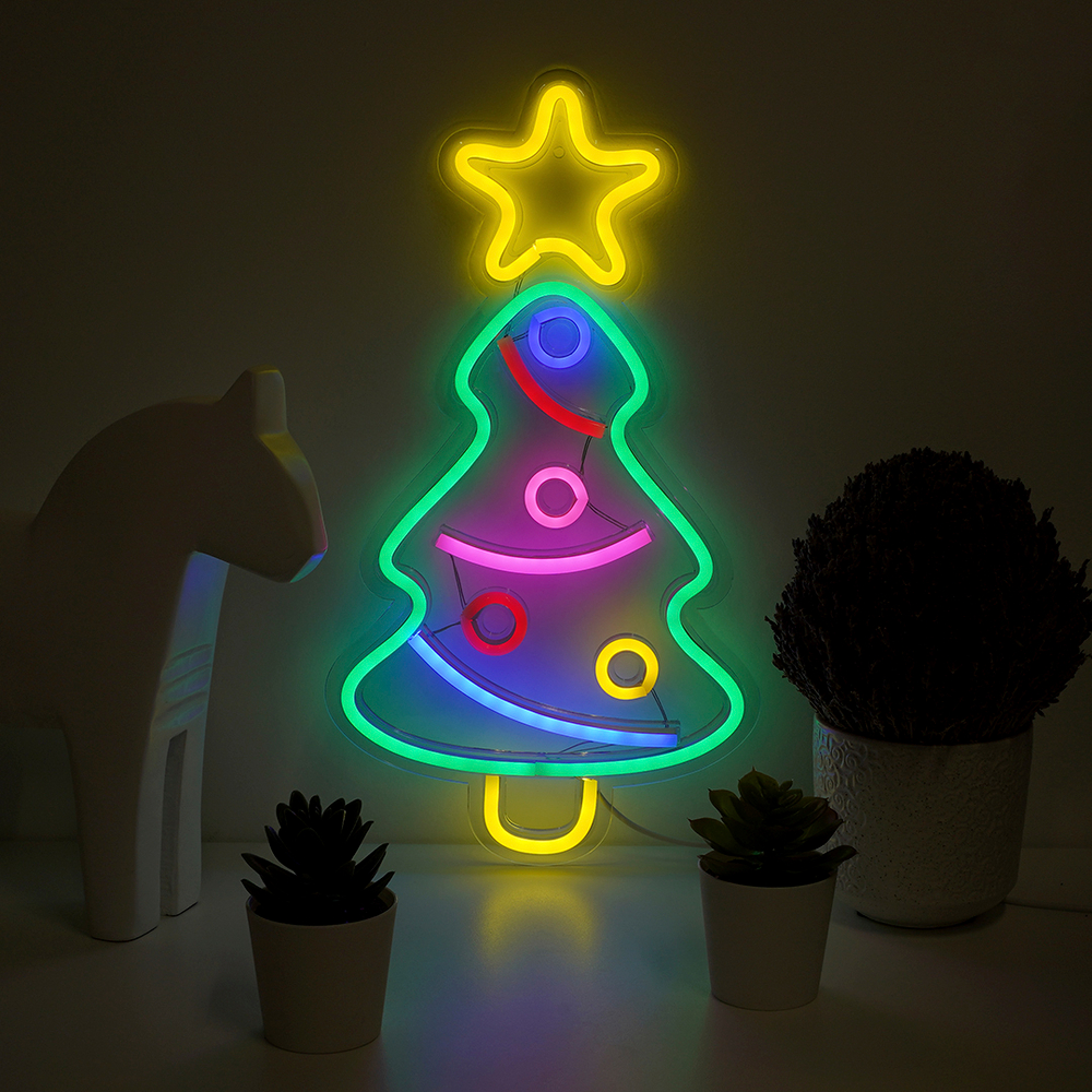 Световая фигура "Ёлочка с игрушками" цветная, 22х40см