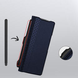Чехол синего цвета с премиальной искусственной кожи от Dux Ducis для Samsung Galaxy Z Fold 6, серия Bril Series Case (версия с S Pen)