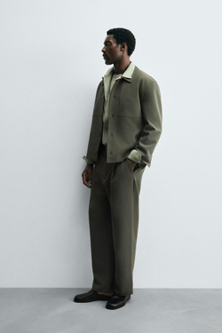 ZARA КУРТКА-РУБАШКА BOXY FIT, ЗЕЛЕНЫЙ