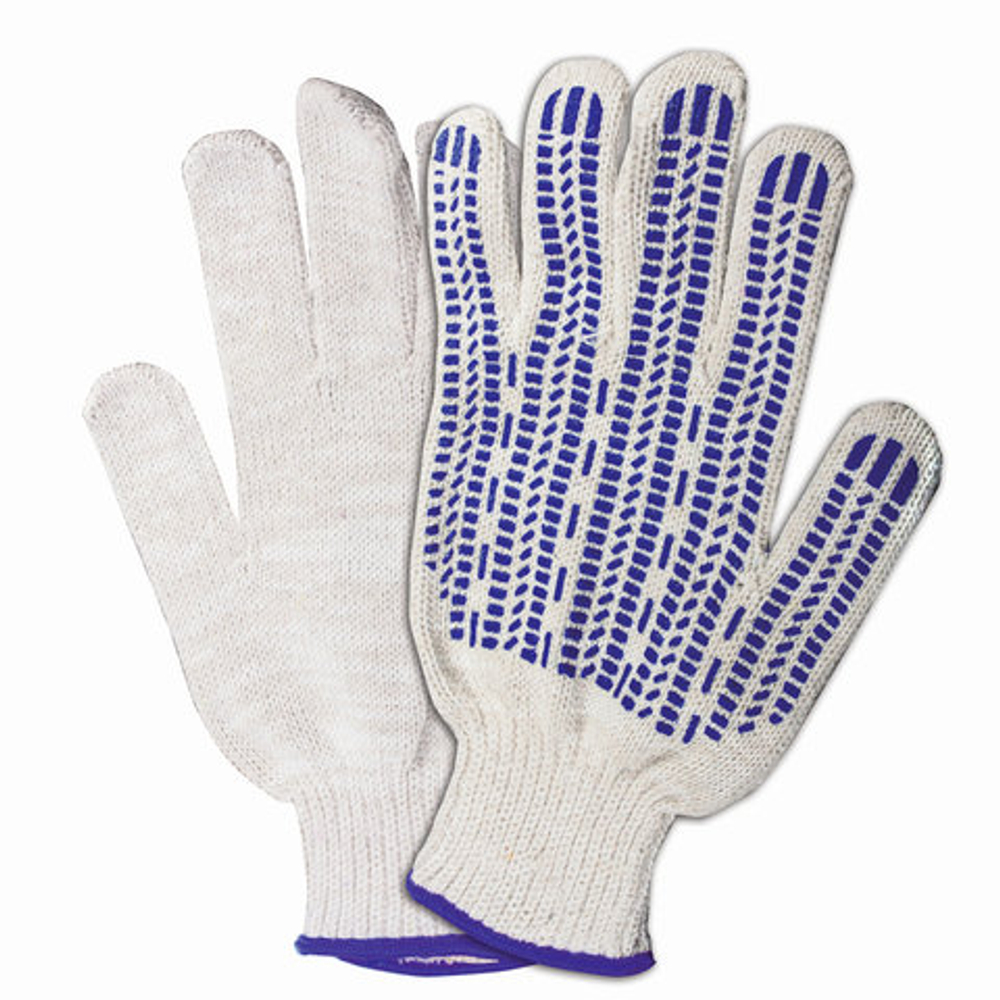 Перчатки хлопчатобумажные, 1 ПАРА, 7 класс, 70 г, 233 текс, ПВХ протектор, LAIMA ПРЕМИУМ, европодвес, БЕЛЫЕ