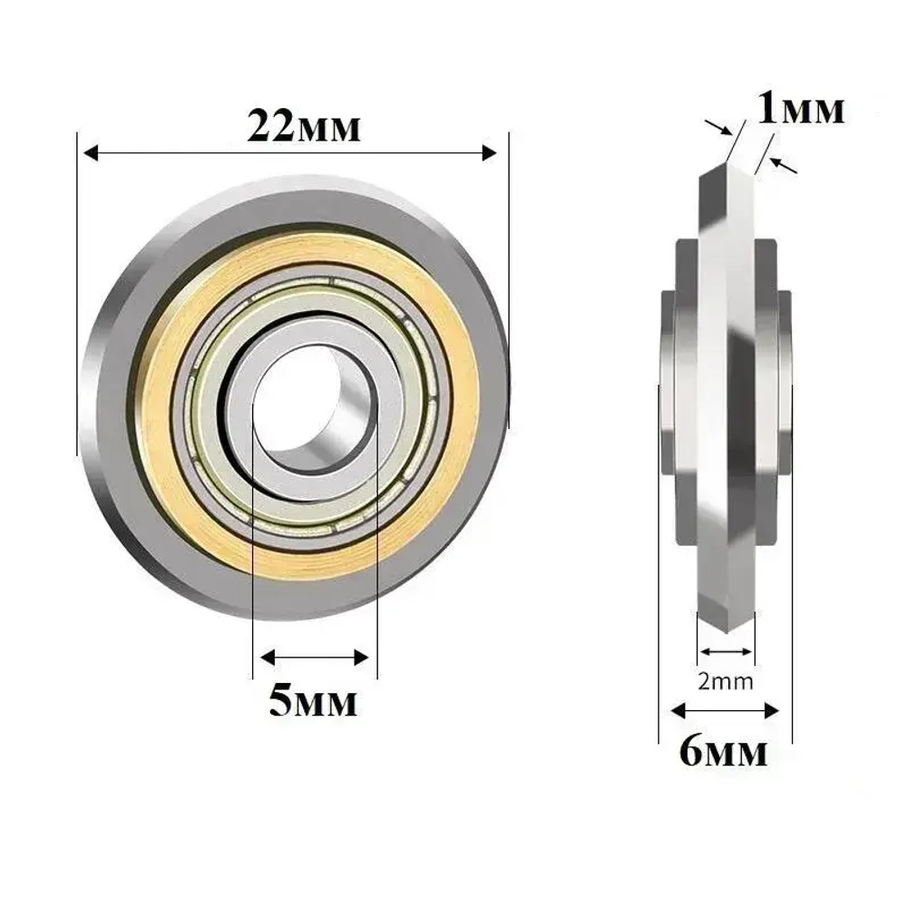 Роликовый резец для плиткореза DLT EXTREME, 22мм (посадочное отверстие 5мм)